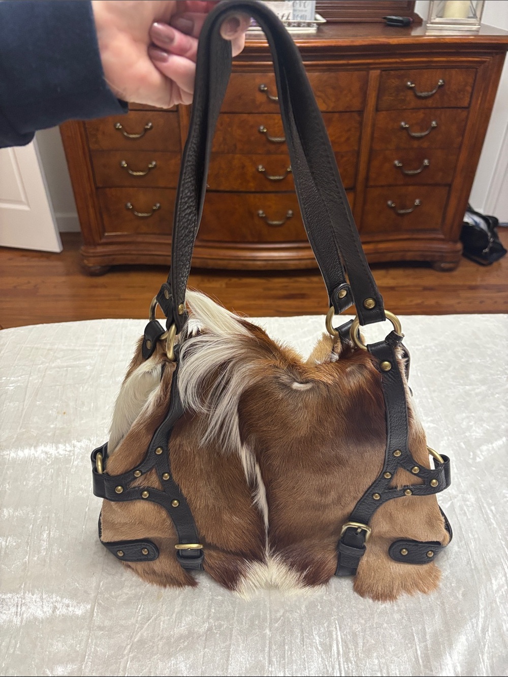 Vintage Western Diane Gail South Springbok Fur & Leather Bag ⭐️